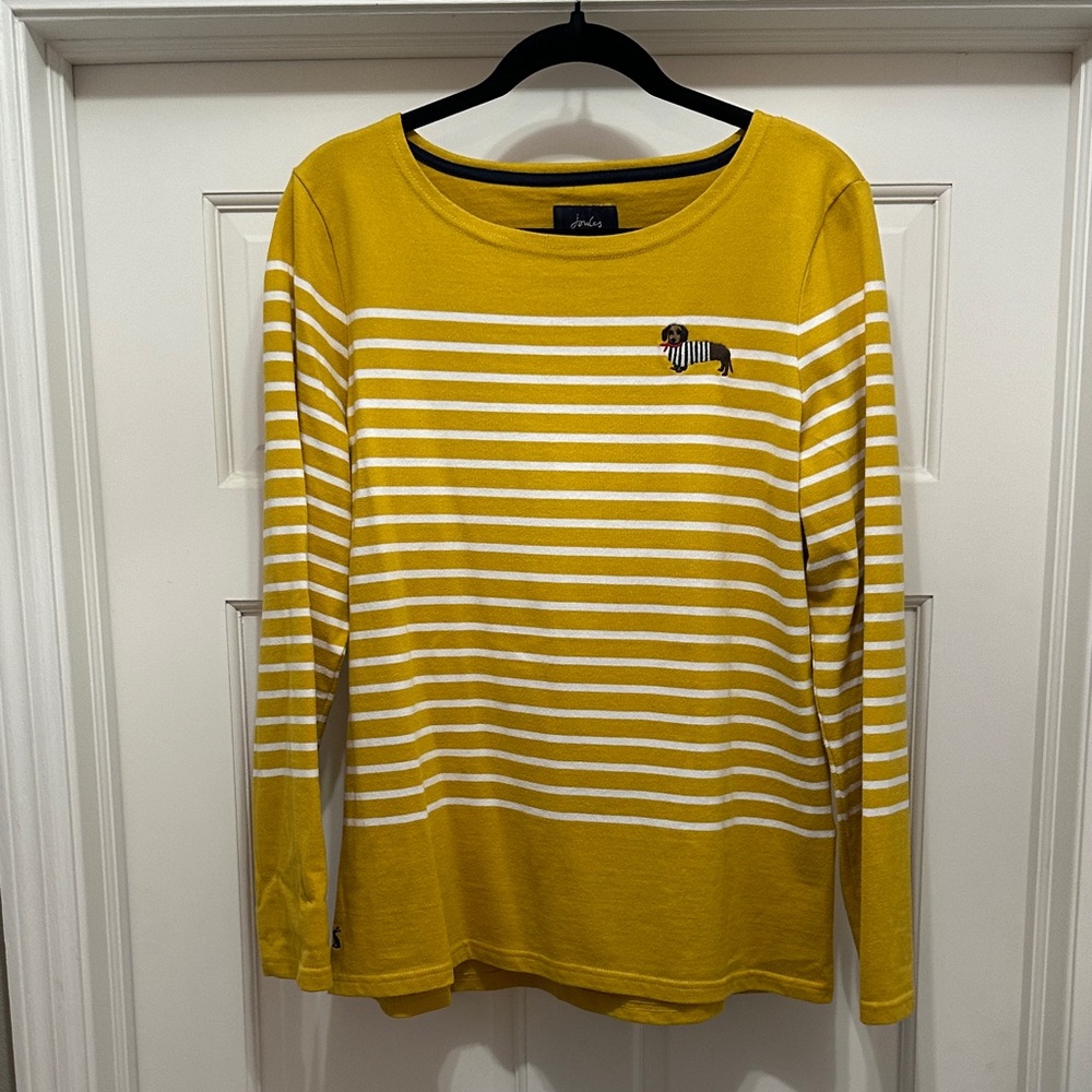 Joules Yellow and White Striped Long Sleeve Tee